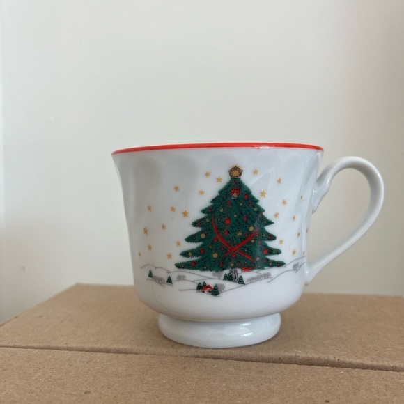 Kopin “Christmas Pleasure” tea cups dishes vintage 90s holiday set of 6 - Picture 4 of 8